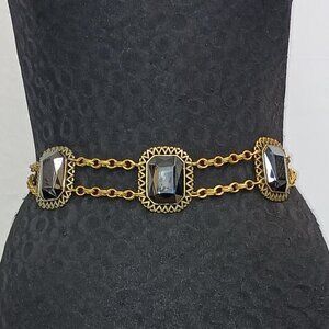 Ferrara German Faux Hematite Glass Stone Belt